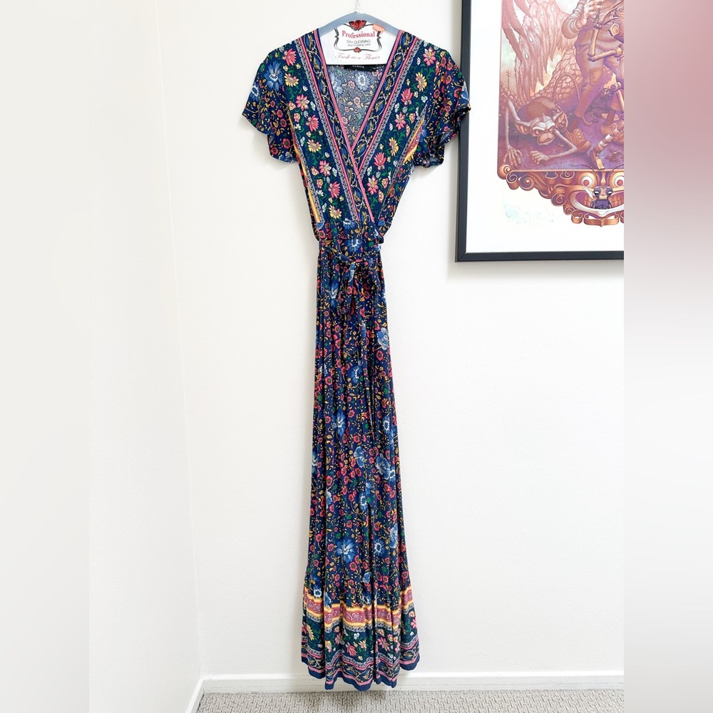 Zesica Bohemian Floral Maxi Wrap Dress Size Small - Picture 5 of 12